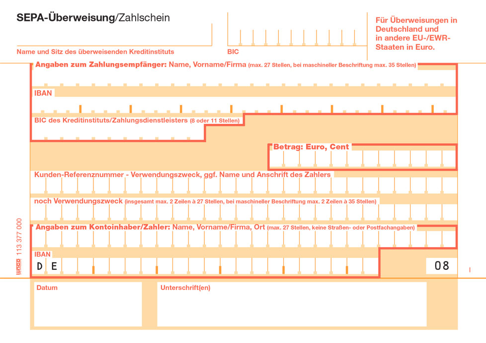 Zahlschein/Überweisung